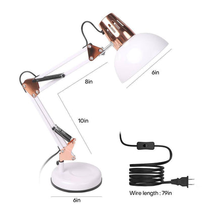 LamQee 18 in. White Architect Gooseneck Table Lamp w/ Adjustable Metal Swing Arm