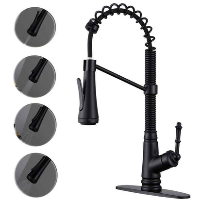 ELLO+ALLO Single-Handle Pull-Down Sprayer Kitchen Faucet w/ 4-Modes Matte Black