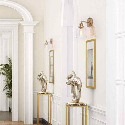 Uolfin Modern Gold 1-Light Bell Bathroom Vanity Lighting with Clear Glass Shade