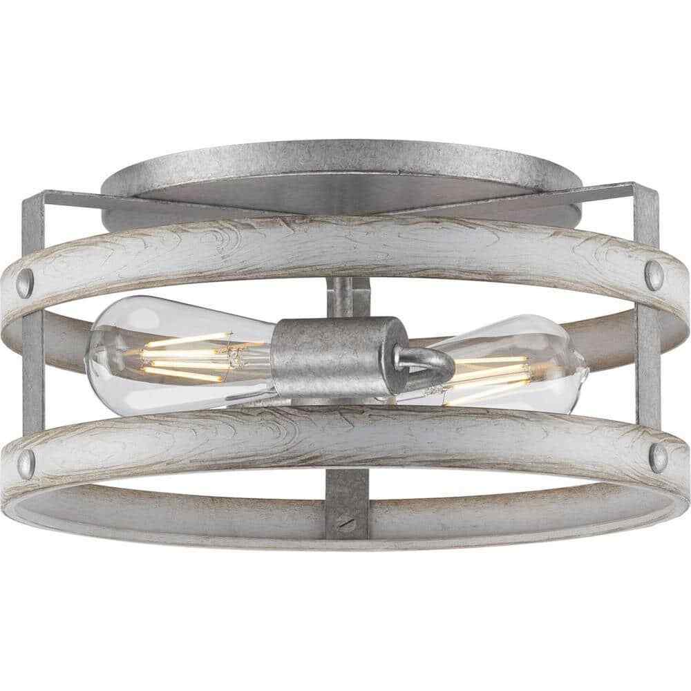 Progress Lighting Gulliver Whitewashed Farmhouse Flush Mount Ceiling Light