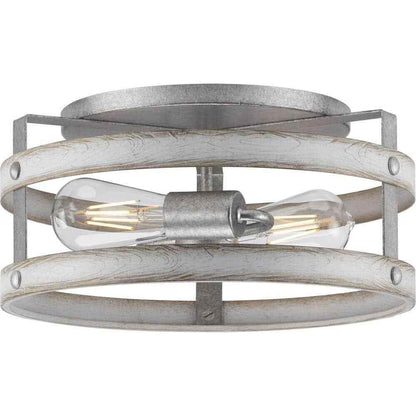 Progress Lighting Gulliver Whitewashed Farmhouse Flush Mount Ceiling Light