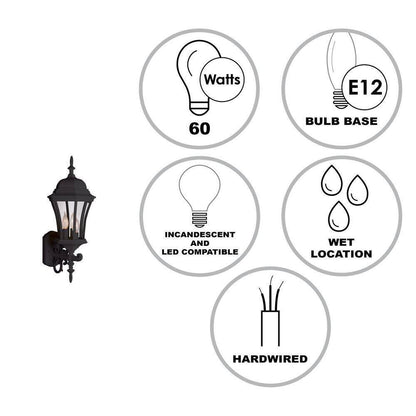 Bel Air Lighting Burlington 3-Light Black Coach Outdoor Wall Light Fixture
