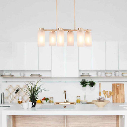 LNC Modern Matte Brass Chandelier Gold 6-Light Dining Room Island Chandelier
