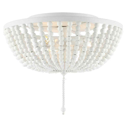 JONATHAN Y Allison 15 in. White Wood Beaded/Metal LED Flush Mount JYL9019D