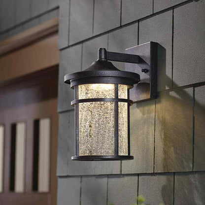 Home Decorators Westbury Aged Iron LED Outdoor Wall Light Fixture Crackled Glass