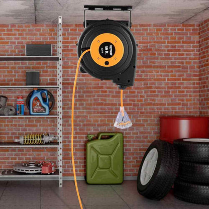 VEVOR 50 ft. 13 Amp Extension Cord Reel w/ Lighted Triple Outlet Circuit Breaker