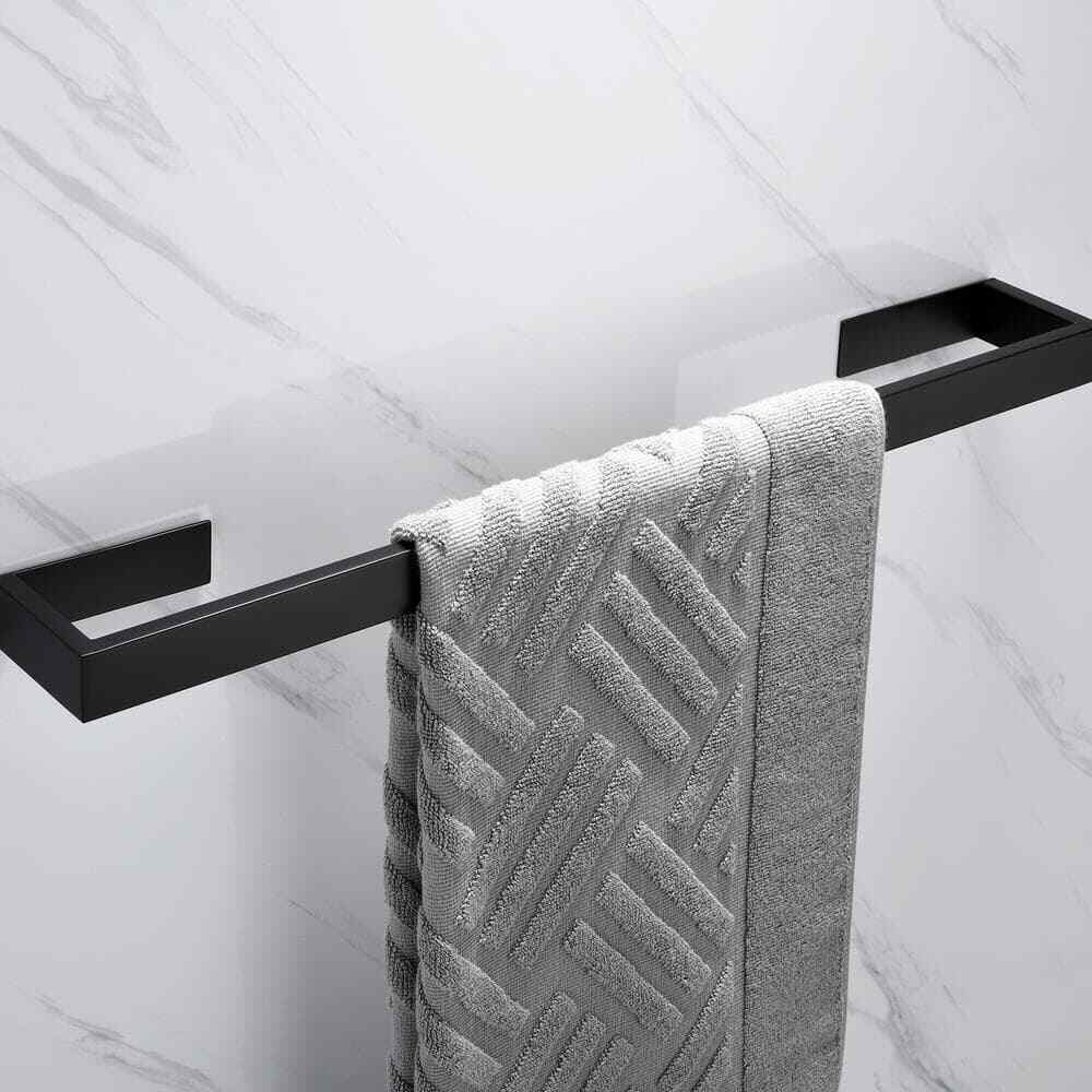 Hlihome 4-Piece Towel Bar Bath Hardware Set in Matte Black