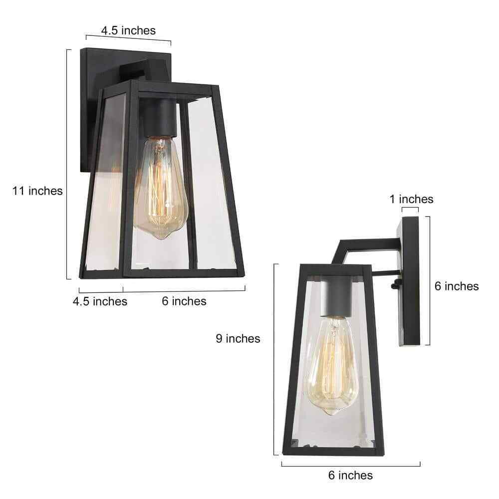 LNC Black Outdoor Sconce Clear Glass Shade Weather Resistant Wall Light