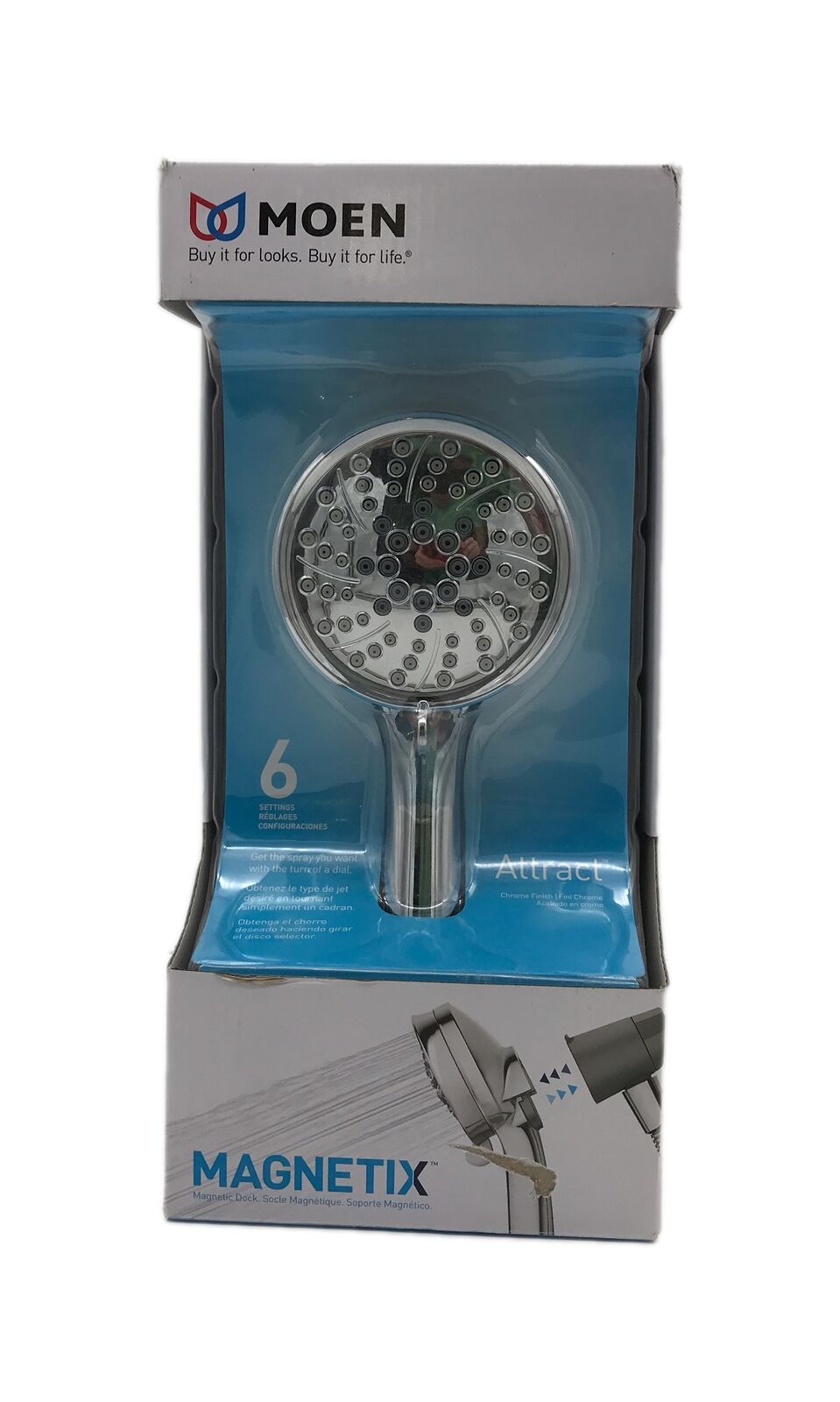 MOEN Attract w/ Magnetix 6-Spray 3.75 in. Single Wall Mount Shower Head Chrome