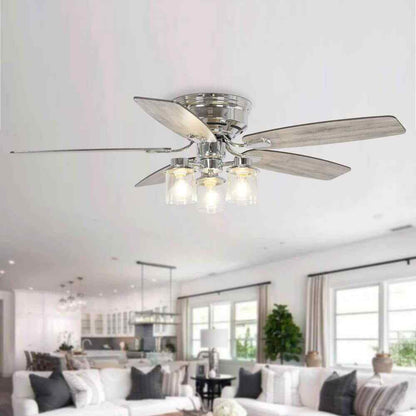 matrix decor 52 "Silver Flushed Mounted Ceiling Fan w/ Light and Remote Control
