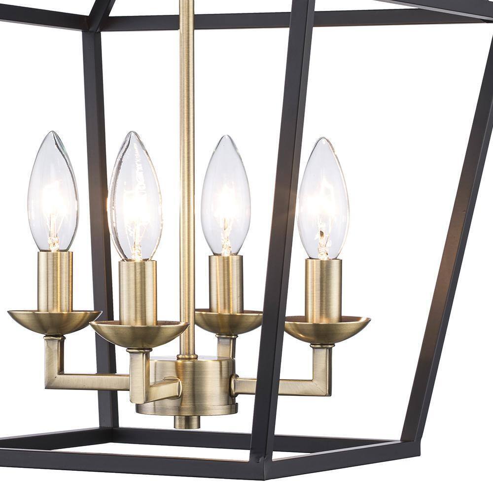 Home Decorators Weyburn 16.5 in. 4-Light Black and Gold Semi-Flush Mount