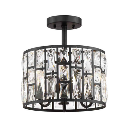 Home Decorators Kristella 12.5 in. 3-Light Matte Black Semi Flush Mount Light