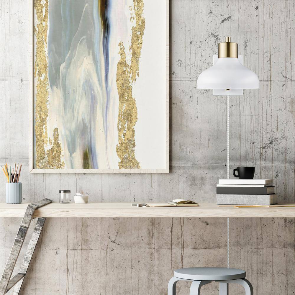 Globe Electric Campbell White and Brass Swing Arm Wall Sconce