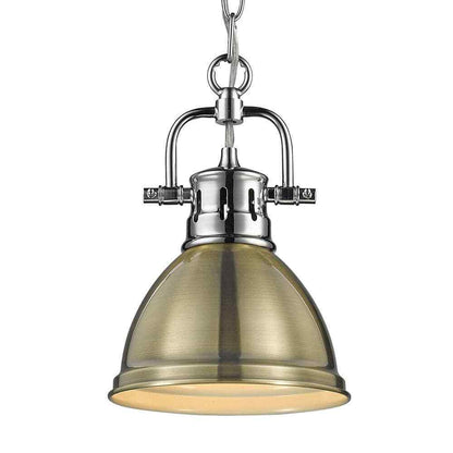 Golden Lighting Duncan 1-Light Chrome Standard Mini Pendant with Metal Shade