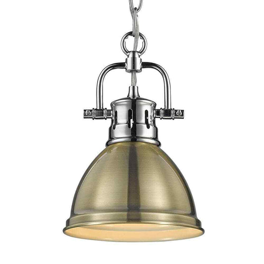 Golden Lighting Duncan 1-Light Chrome Standard Mini Pendant with Metal Shade