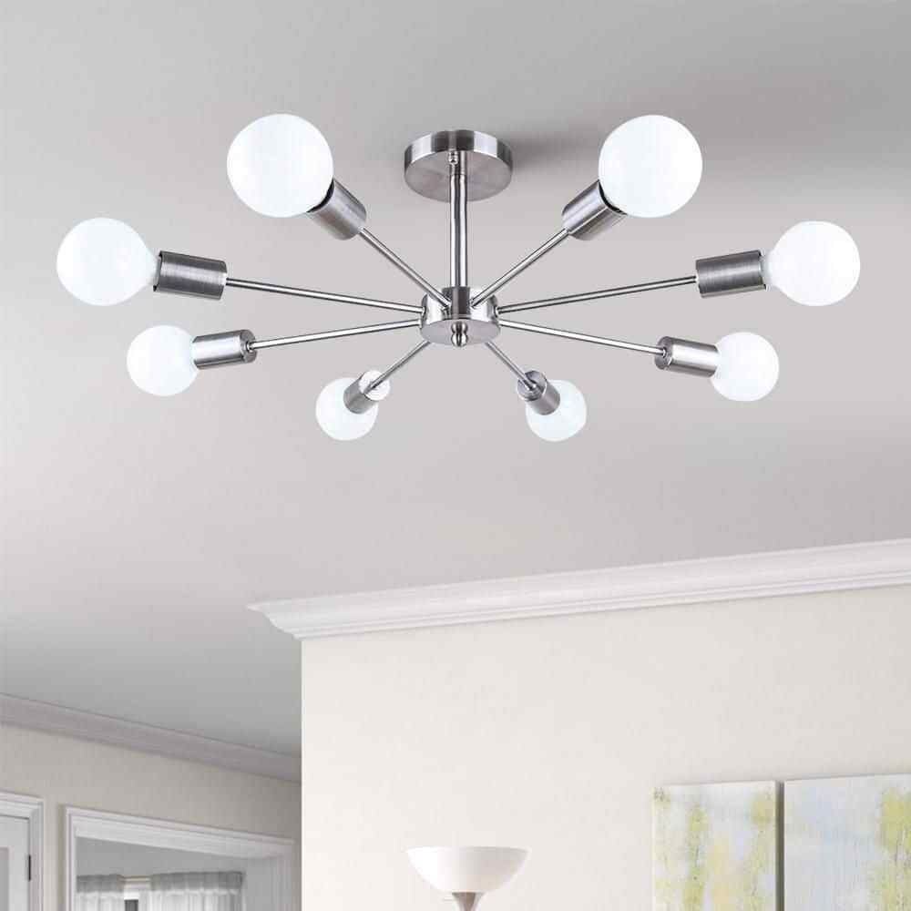 RRTYO Kaylani 8-Lights Nickel Mid-Century Light Sputnik Semi-Flush Mount