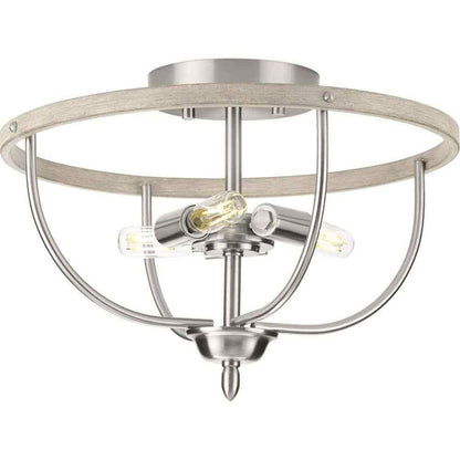 Progress Lighting 3-Light Brushed Nickel Foyer Pendant Light Semi-Flush Mount