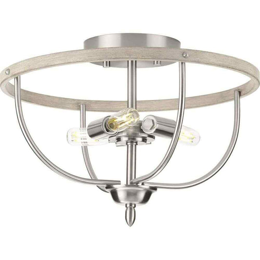 Progress Lighting 3-Light Brushed Nickel Foyer Pendant Light Semi-Flush Mount