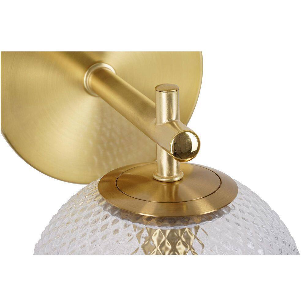 Hampton Bay Walsh 1-Light Brass Wall Sconce Light with Prismatic Glass Shade