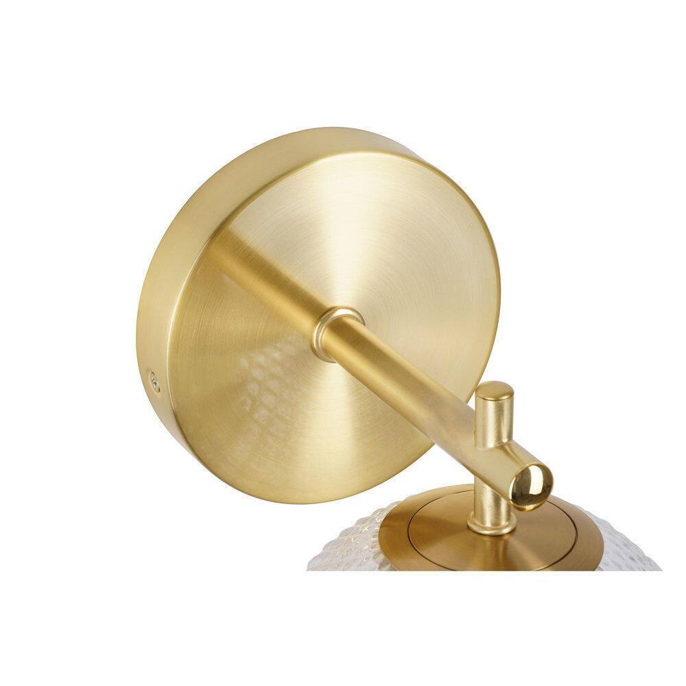 Hampton Bay Walsh 1-Light Brass Wall Sconce Light with Prismatic Glass Shade