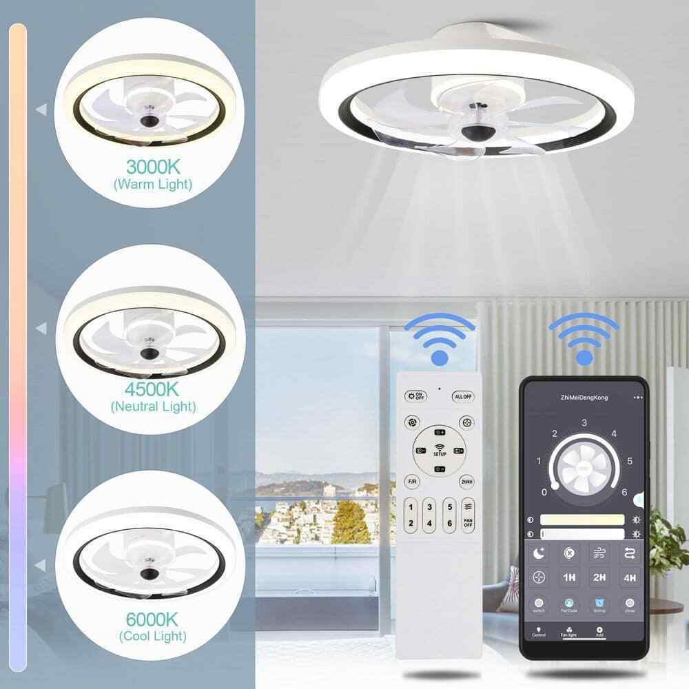 Oaks Aura 20 in. LED Smart App Remote Control Ceiling Fans w/ Lights DC Motor