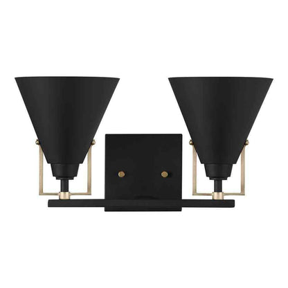 Home Decorators Insdale 2-Light Matte Black Modern Bathroom Vanity Light
