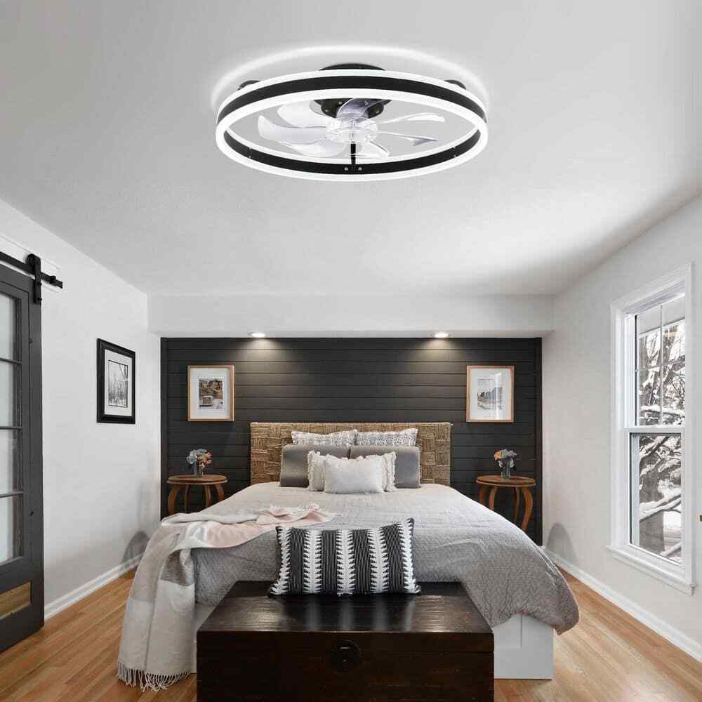 Oaks Aura 20in. LED Indoor Black Bladeless Low Profile Ceiling Fan