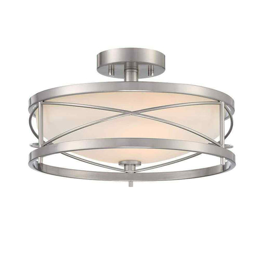 Home Decorators Thayer 8.5 in. Satin Nickel Semi Flush Mount, Ceiling Light