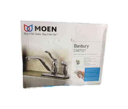 MOEN Banbury Single-Handle Low-Arc Standard Kitchen Faucet w/Side Sprayer Chrome