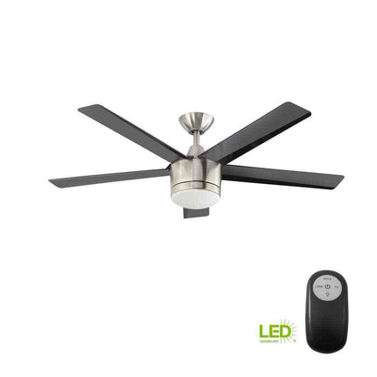 Home Decorators Merwry 52 in. Integrated LED Indoor Brushed Nickel Ceiling Fan