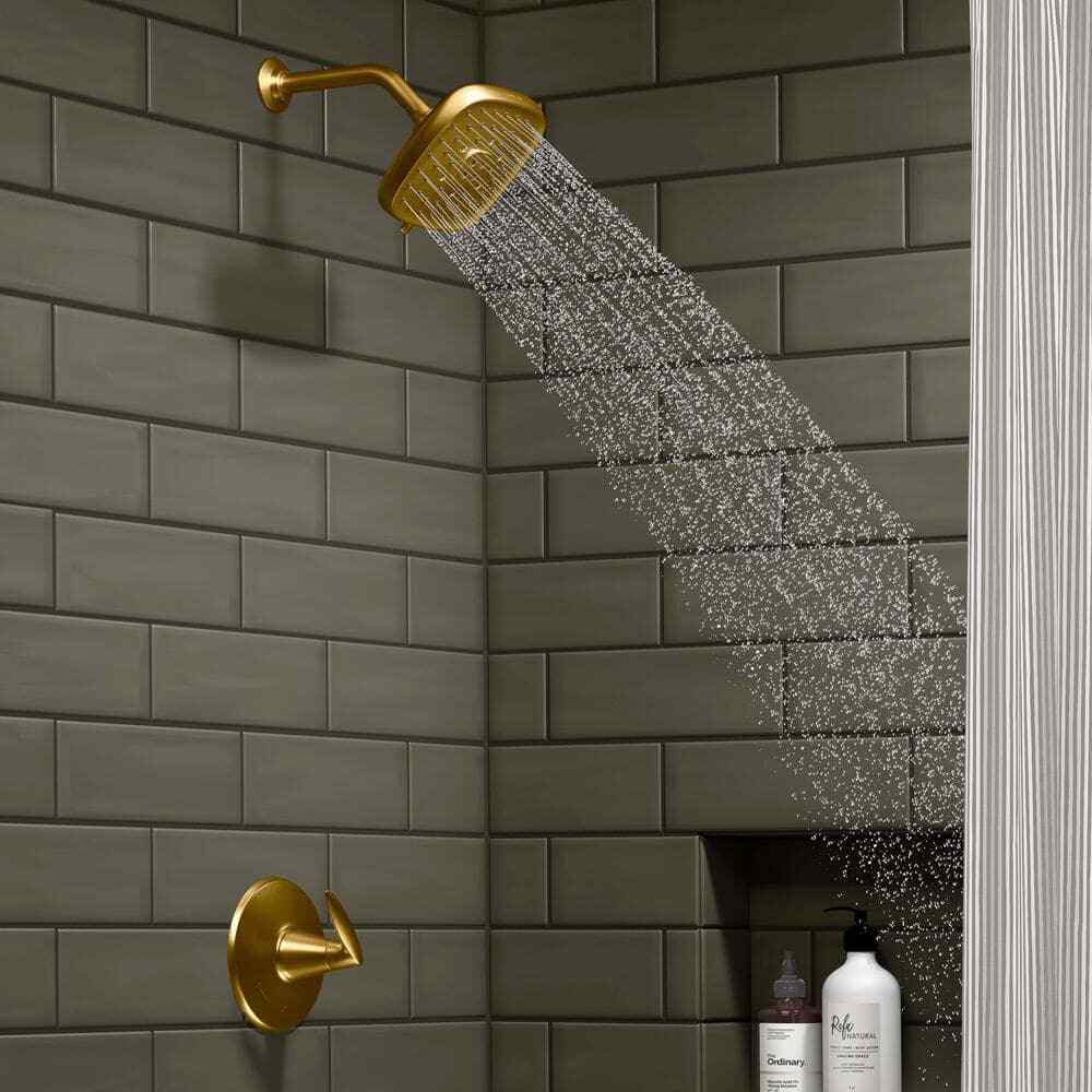 KOHLER Fordra Wall Mount Fixed Shower Head in Vibrant Brushed Moderne Brass