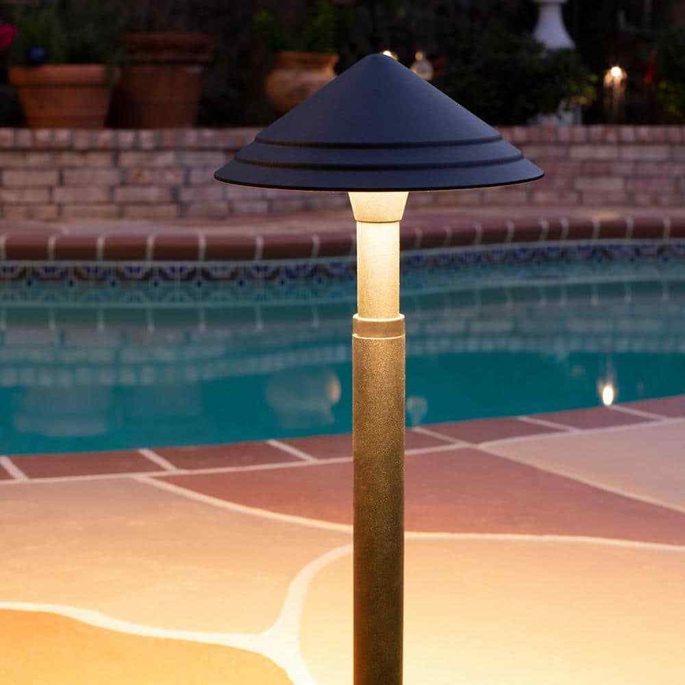 Hampton Bay Low Voltage Black Outdoor LED Path Light w/ Adjustable Post Height