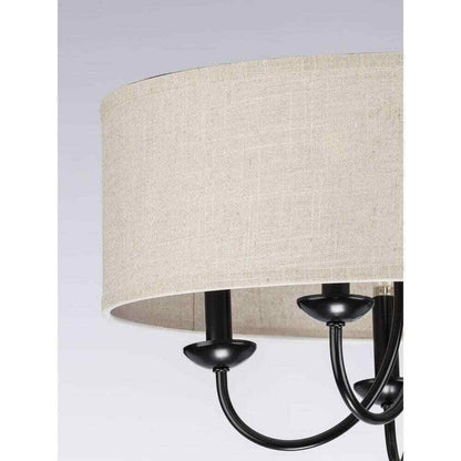 Progress Lighting Drum Shade Collection Farmhouse 21-5/8 in. 5-Light Matte Black