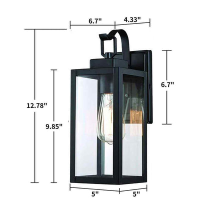 Dawn 13 in. 1-Light Matte Black Hardwired Outdoor Wall Lantern Modern Sconce