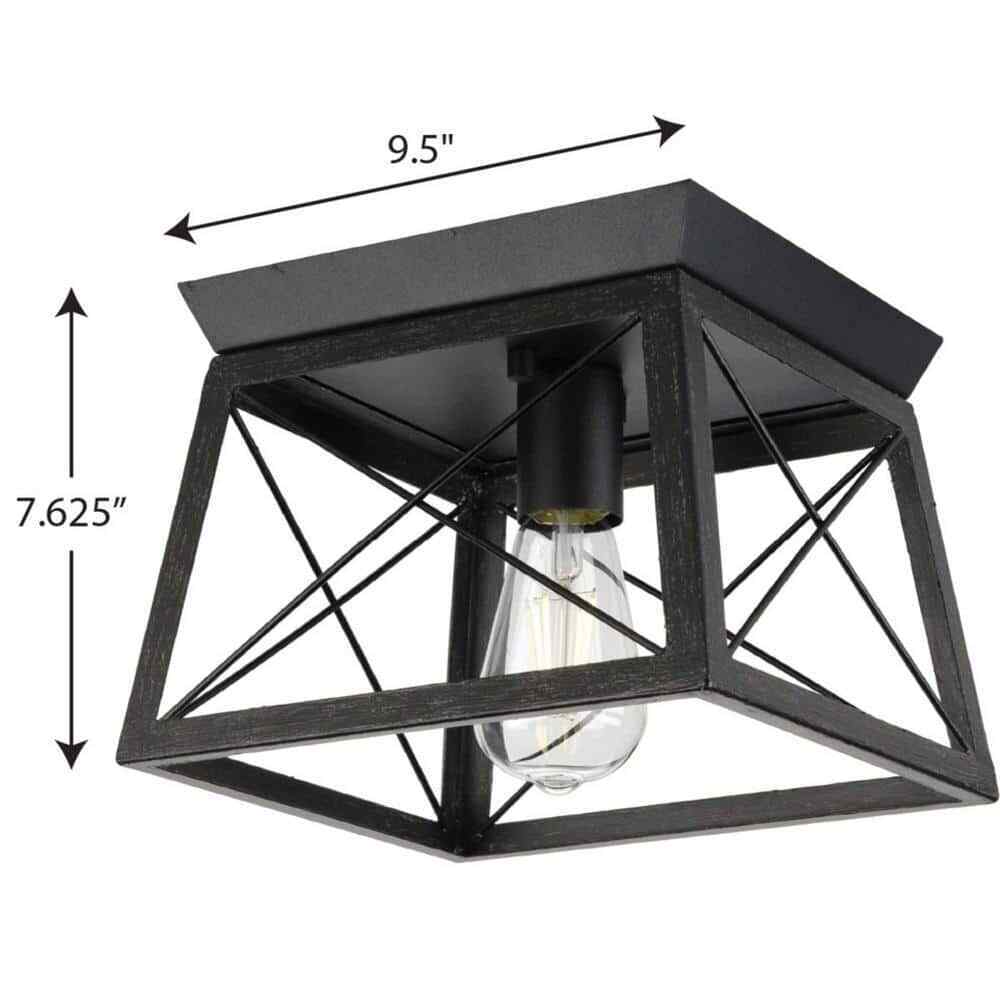 Progress Lighting Briarwood 1-Light Cerused Black Ceiling Light Flush Mount