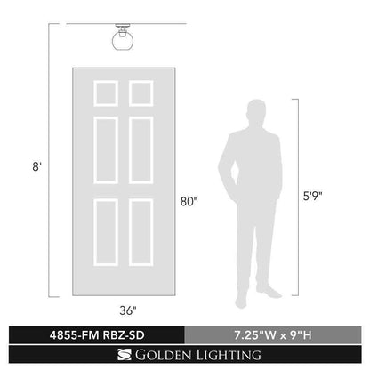 Golden Lighting Galveston 1-Light Rubbed Bronze Flush Mount Light