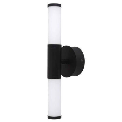 Eglo Palmera Matte Black LED Bathroom Vanity Light with Etched Glass Shades