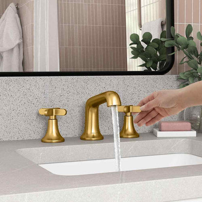 KOHLER Setra 8 in. Double Handle Bathroom Faucet, Vibrant Moderne Brushed Brass