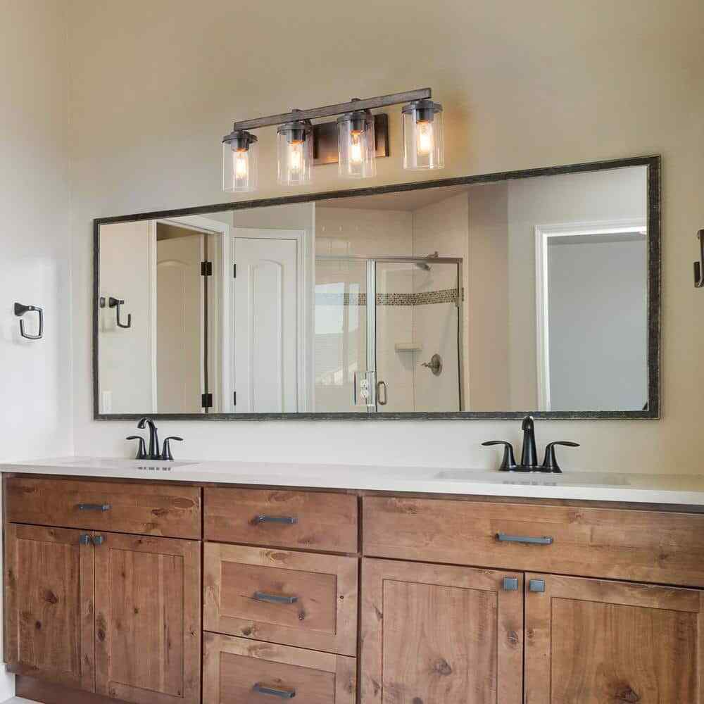 LNC Birdwood 28 in. 4-Light Rust Gray Industrial Bathroom Vanity Light