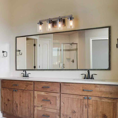 LNC Birdwood 28 in. 4-Light Rust Gray Industrial Bathroom Vanity Light