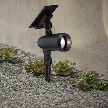 Hampton Bay Solar Black Outdoor LED Spotlight 2-Pack Weather/Rust Resistant
