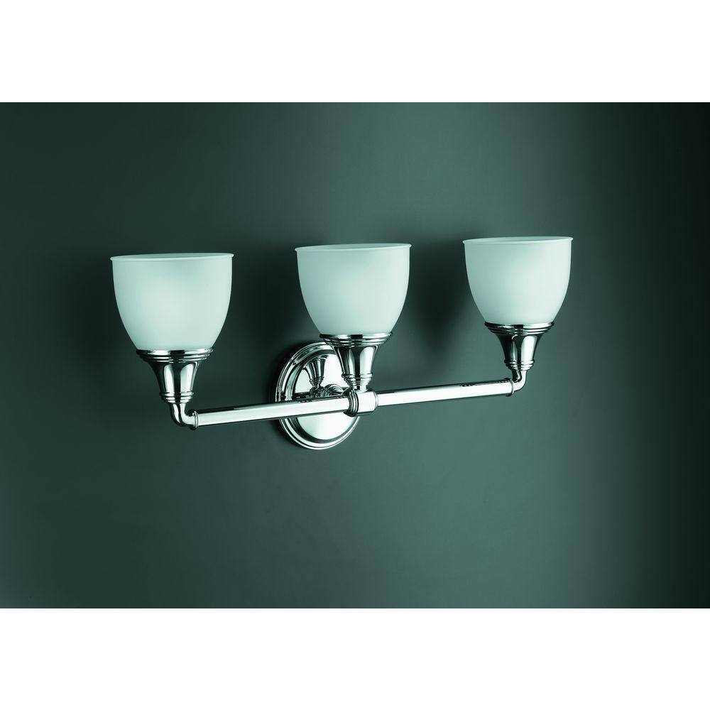 KOHLER Devonshire 3 Light Polished Chrome Indoor Bathroom Vanity Light Fixture