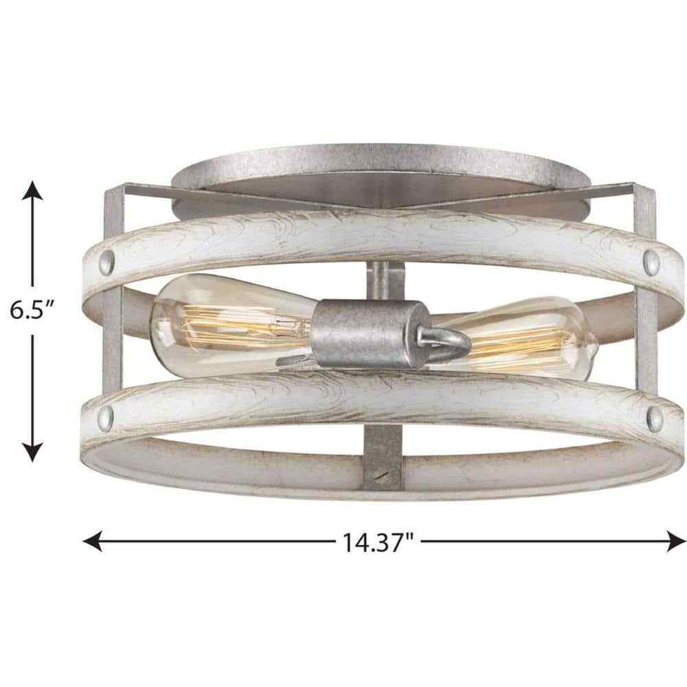 Progress Lighting Gulliver Whitewashed Farmhouse Flush Mount Ceiling Light