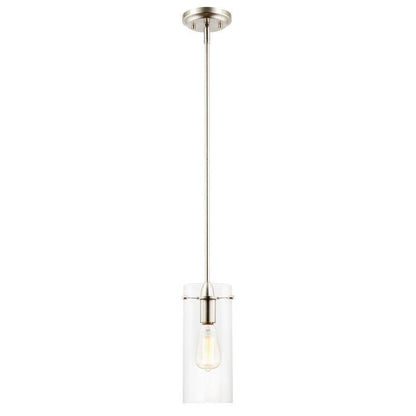 Light Society Montreal 1-Light Clear/Satin Nickel Pendant with Glass Shade