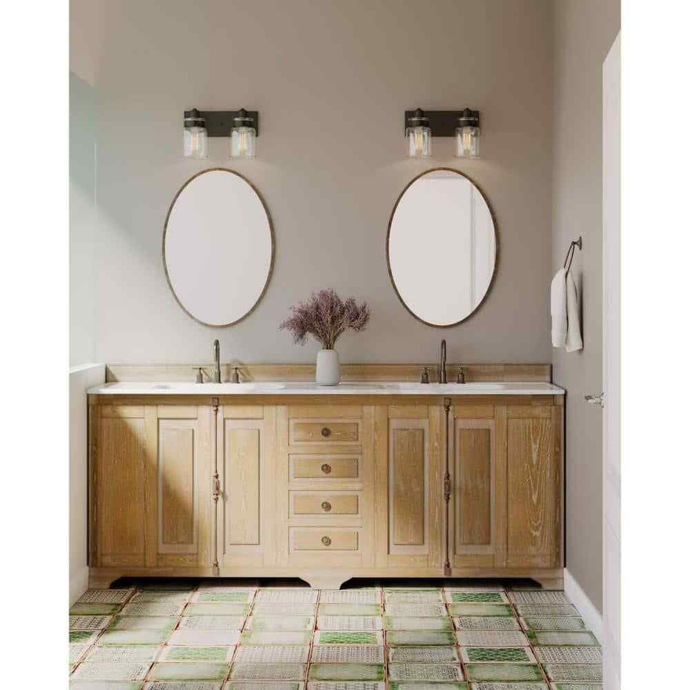 Progress Lighting Calhoun 2-Light Antique Bronze Clear Glass Bath Vanity Light