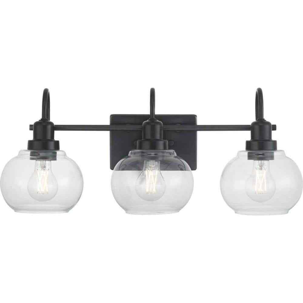 Home Decorators Halyn 23 in. 3-Light Matte Black Bathroom Vanity Light