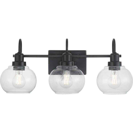 Home Decorators Halyn 23 in. 3-Light Matte Black Bathroom Vanity Light