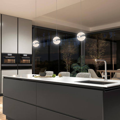 Artika Wavey 7-Watt 1 Light Chrome Modern LED Mini Pendant Light Fixture