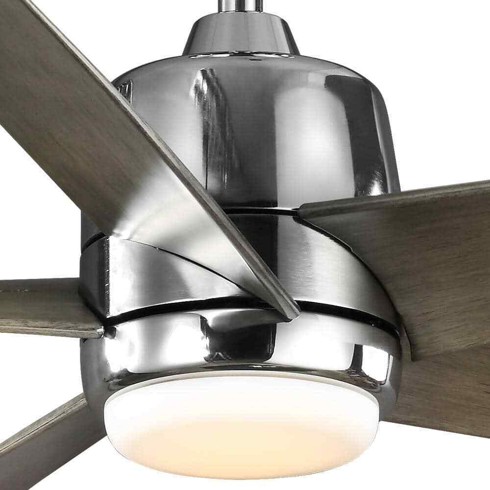 Hampton Bay Mena 54 in Integrated LED Indoor/Outdoor Polished Nickel Ceiling Fan