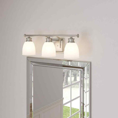 Progress Lighting Lucky 3-Light Brushed Nickel Glass Coastal Bath Vanity Light